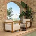 2 lænestole med aluminiumsbord med termotransfer-træeffekt - Camper Viadurini