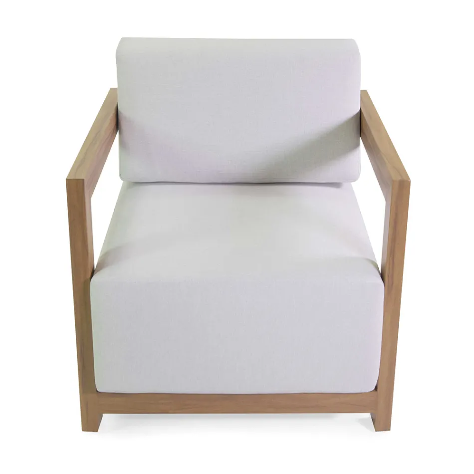 2 lænestole med aluminiumsbord med termotransfer-træeffekt - Camper Viadurini