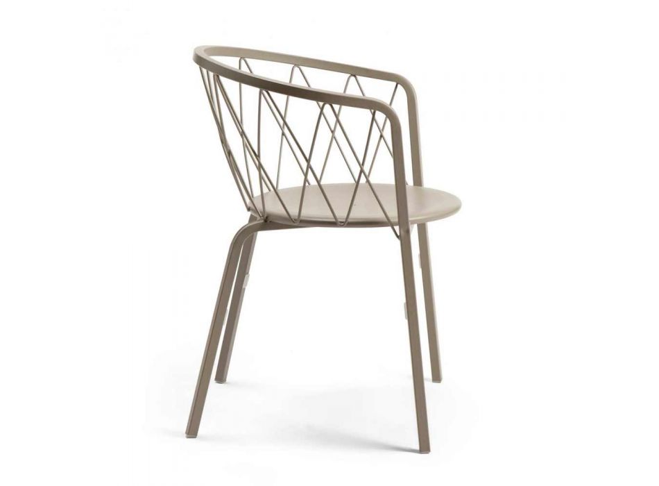 2 udendørs lænestole i malet metal stabelbar fremstillet i Italien - Adia