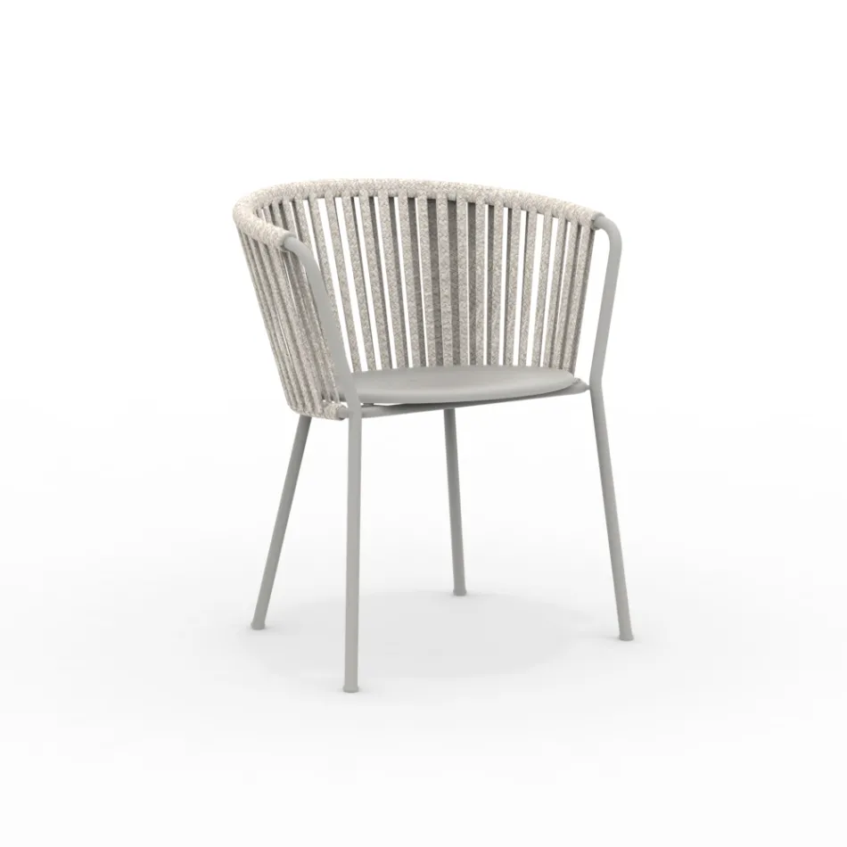 2 havelænestole i rustfrit stål og reb - Luxura Viadurini