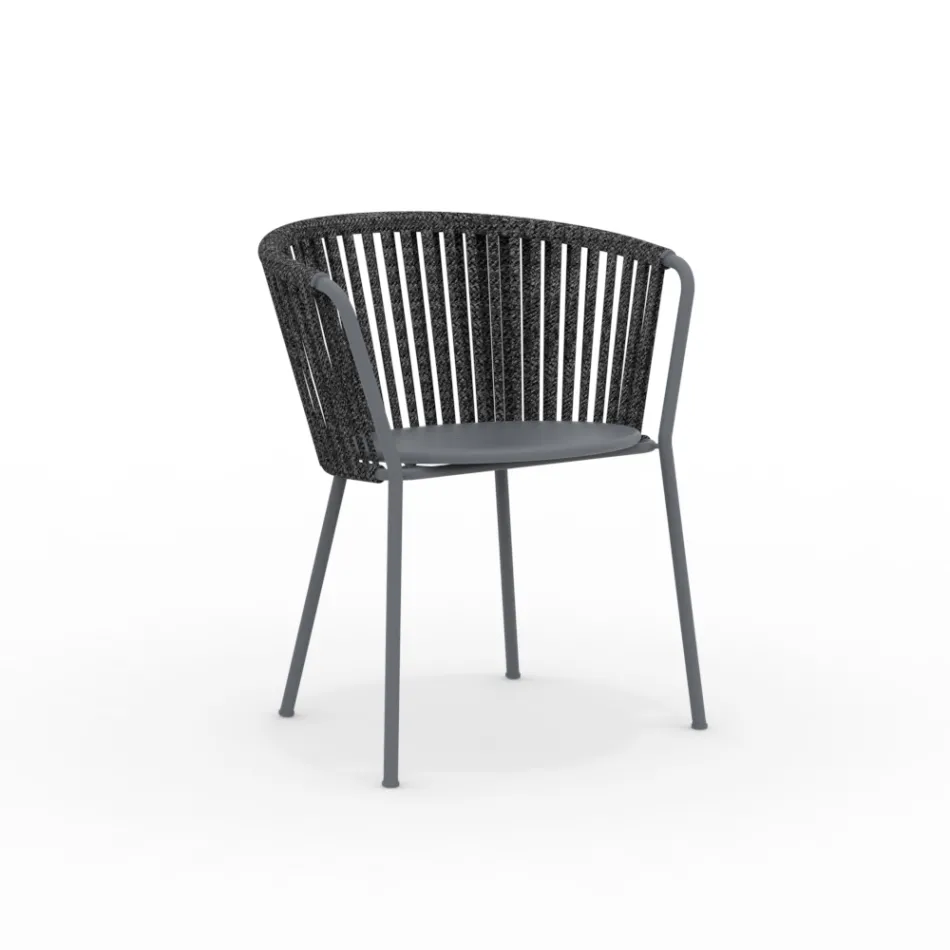 2 havelænestole i rustfrit stål og reb - Luxura Viadurini