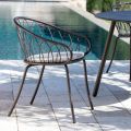 2 stabelbare havelænestole i metal og pude lavet i Italien - Fontana