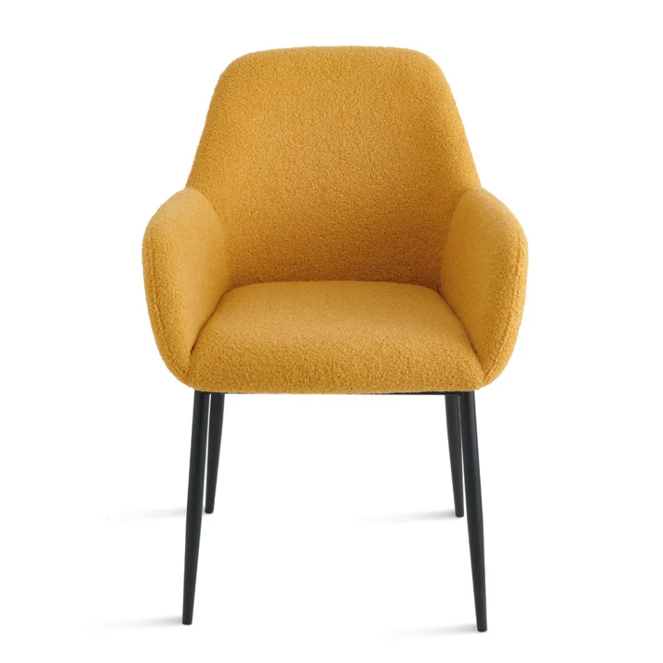 2 lænestole i bouclè-stof i forskellige farver og metalstel - Teodora Viadurini