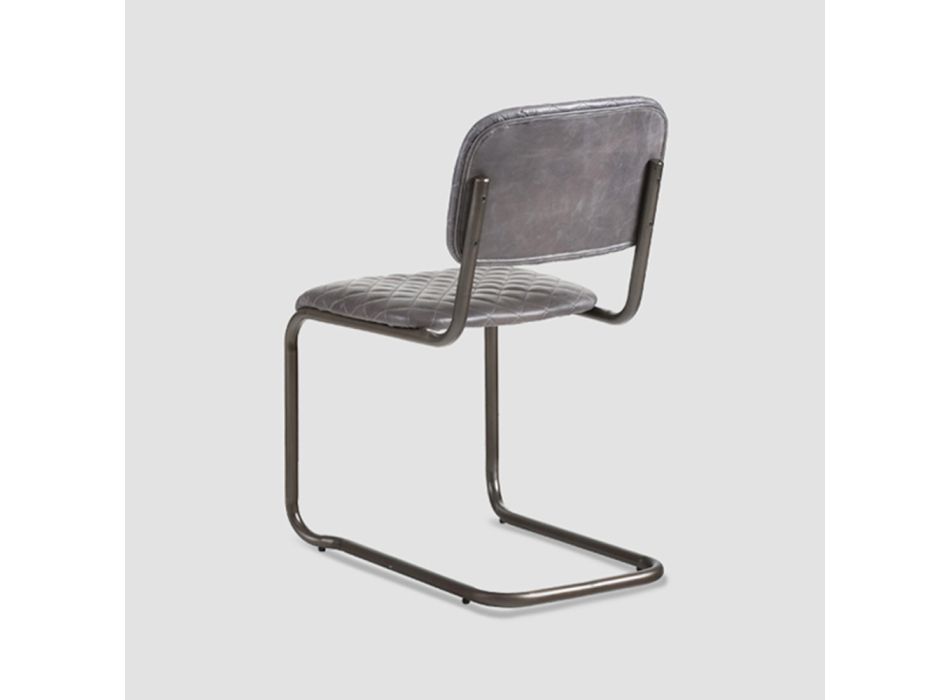 2 stole med valgfri armlæn i ægte læder og metalstruktur - dokumentmappe Viadurini