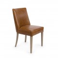 2 designstole i brun kunstlæder og homemotion i egetræ - Gallia