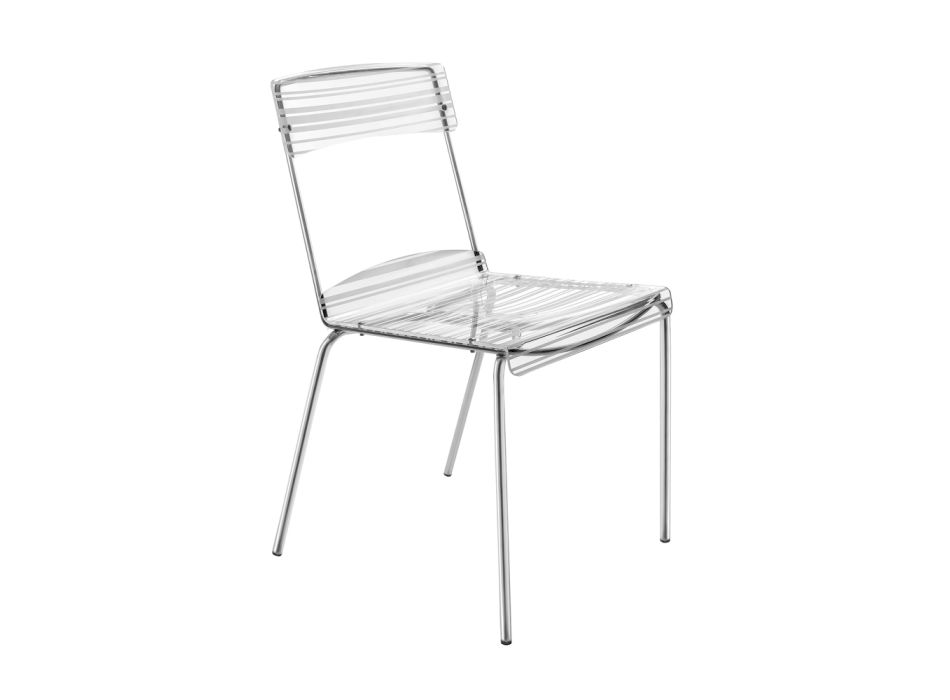 2 stabelbare stole i plexiglas og jern Fremstillet i Italien - Timon Viadurini