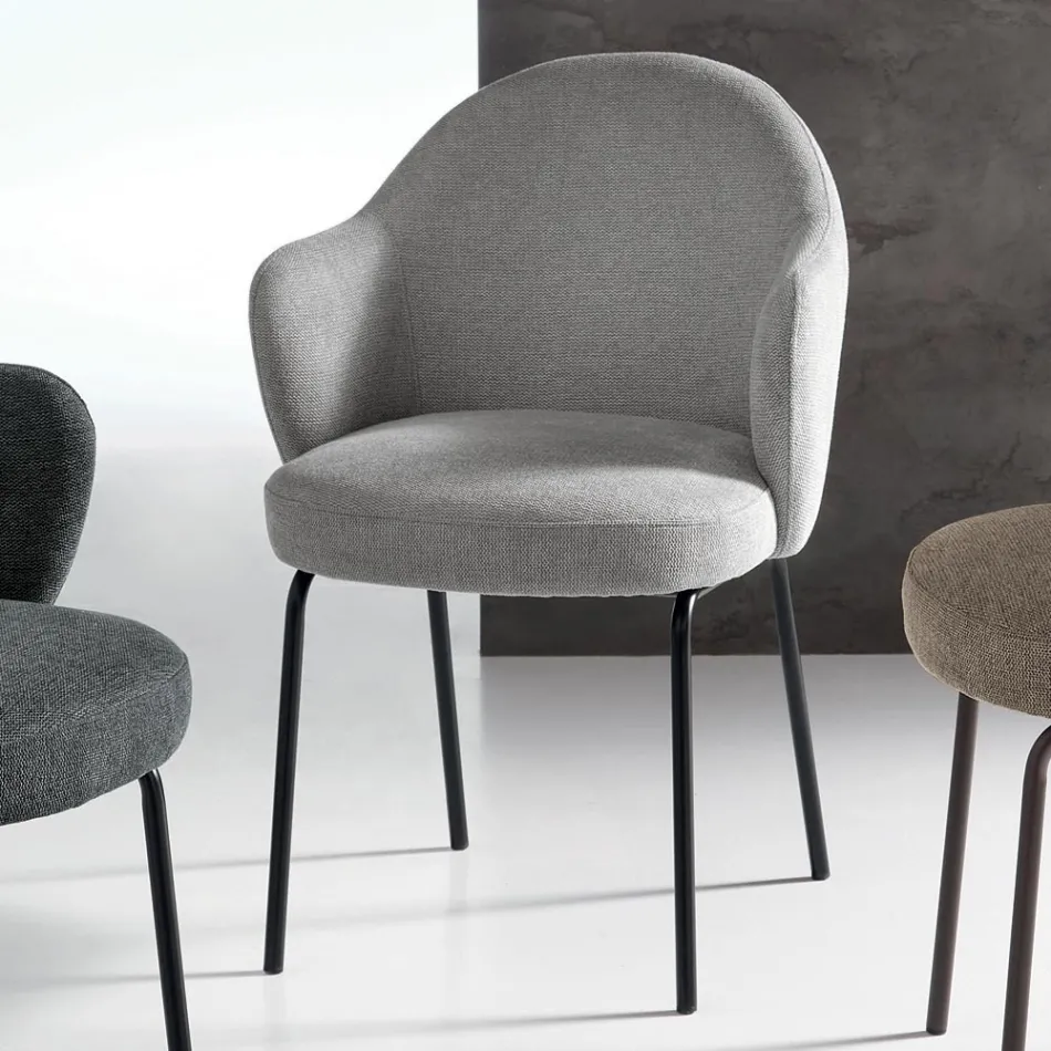 2 stofstole med fjedersæde og metalstel - Alighieri Viadurini