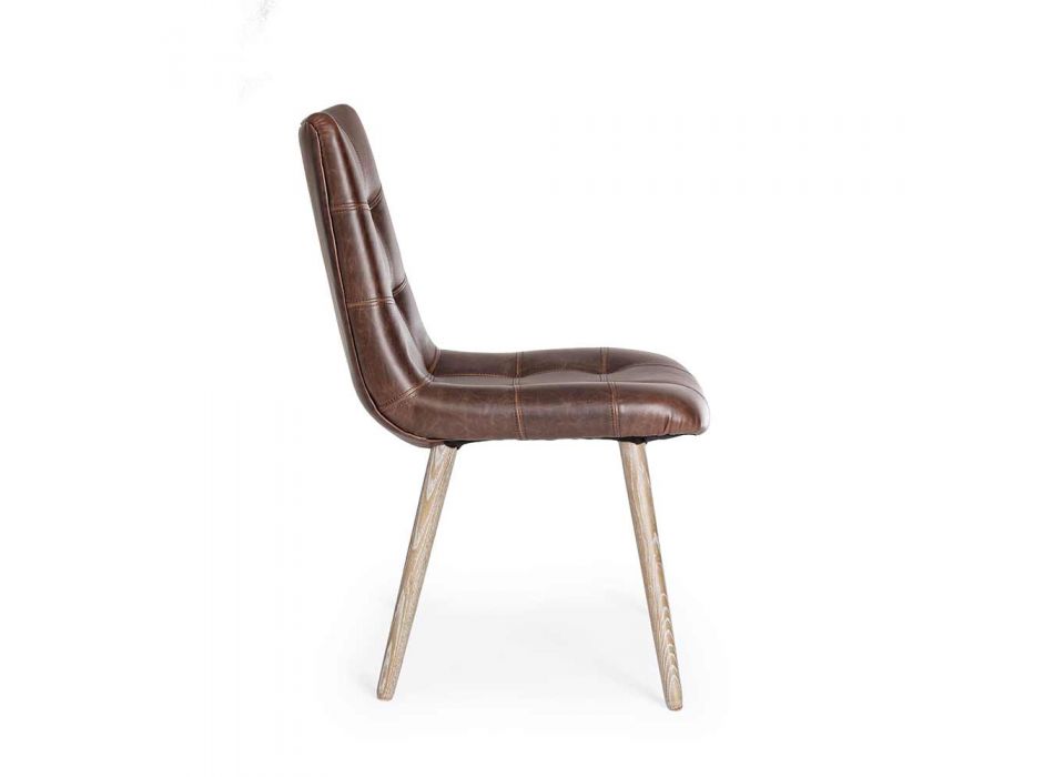 2 moderne stole i industriel stil dækket af kunstlæder Homemotion - Riella Viadurini