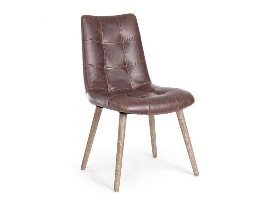 2 moderne stole i industriel stil dækket af kunstlæder Homemotion - Riella