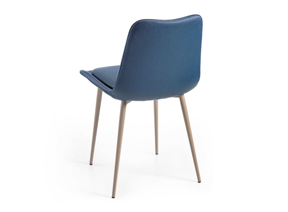 2 Monocoque stole i træ og blåt stof lavet i Italien - små Viadurini