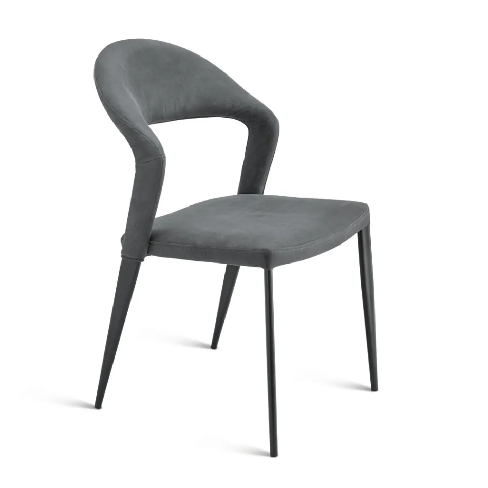 2 stole betrukket med farvet kunstlæder og malet metalstel - Boccaccio Viadurini