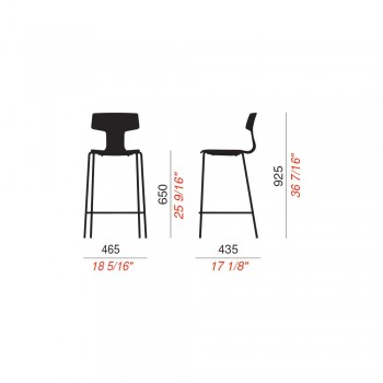 2 Stabelbare barstole i metal og polypropylen fremstillet i Italien - Arlette