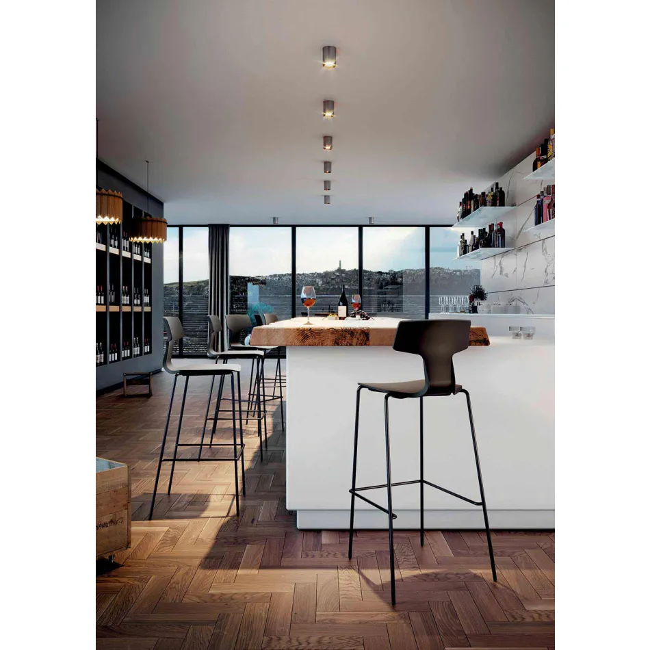 2 Stabelbare barstole i metal og polypropylen fremstillet i Italien - Arlette Viadurini