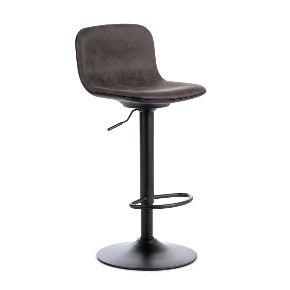 2 skamler med gaslift, mikrofiber og metalsæde - Adonis Viadurini