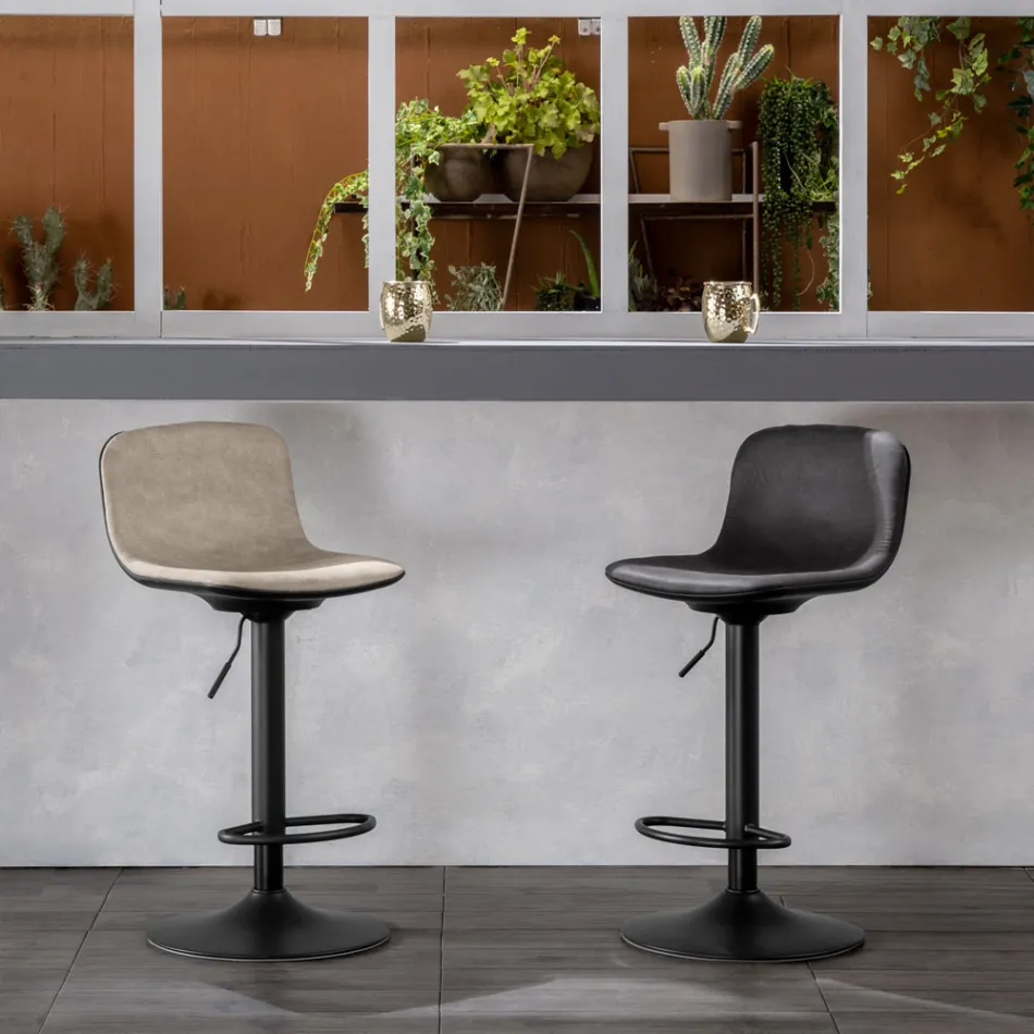 2 skamler med gaslift, mikrofiber og metalsæde - Adonis Viadurini