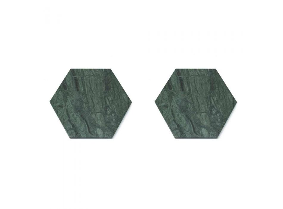 2 sekskantede coasters i hvid, sort eller grøn marmor fremstillet i Italien - Paulo Viadurini