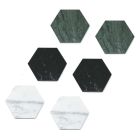 2 sekskantede coasters i hvid, sort eller grøn marmor fremstillet i Italien - Paulo Viadurini