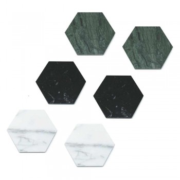 2 sekskantede coasters i hvid, sort eller grøn marmor fremstillet i Italien - Paulo