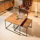 2 sofaborde med plade af genbrugstræ og metalbund - rutsjebane Viadurini