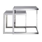 2 borde moderne design i rustfrit stål med glasplade Bubbi Viadurini