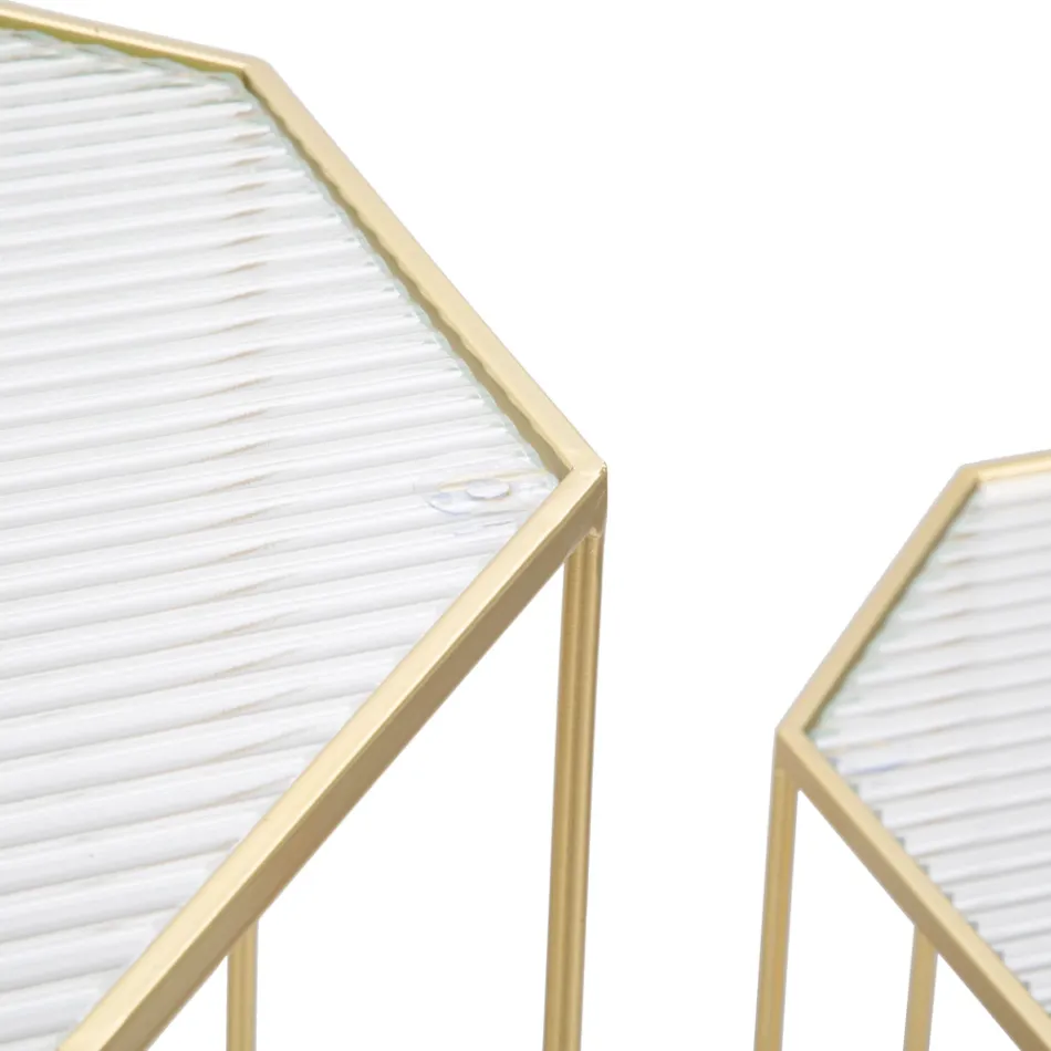 2 telefonborde i gylden jern- og glasplade - Pope Viadurini