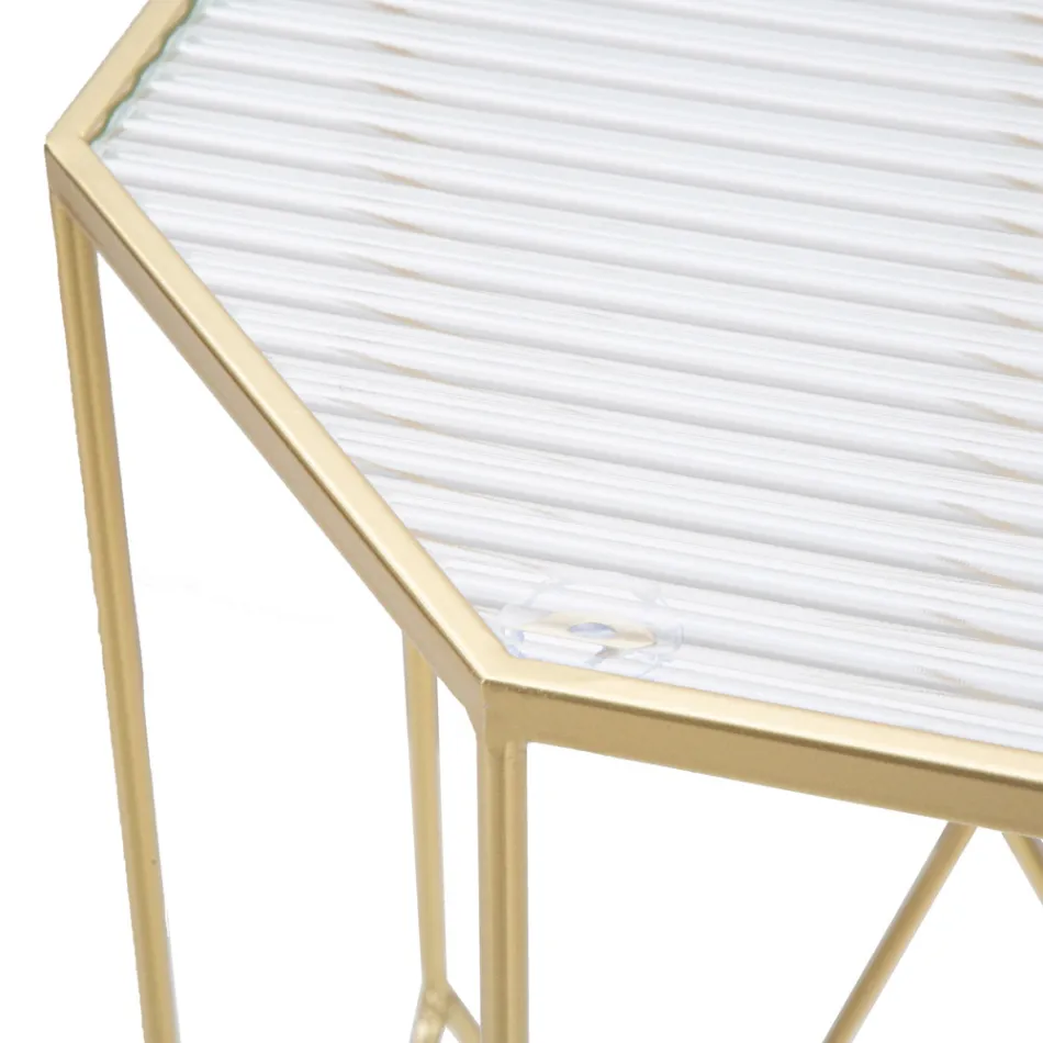 2 telefonborde i gylden jern- og glasplade - Pope Viadurini