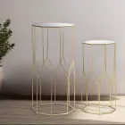 2 telefonborde i gylden jern- og glasplade - Pope Viadurini