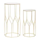 2 telefonborde i gylden jern- og glasplade - Pope Viadurini