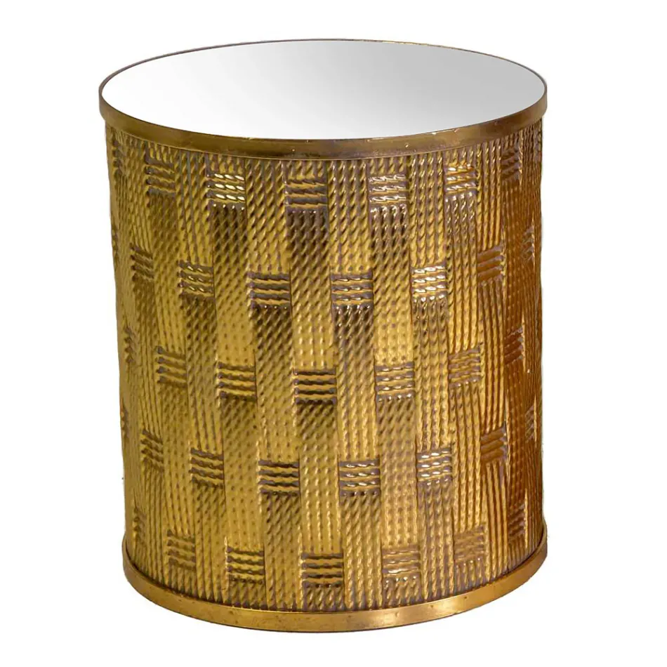 2 sofaborde lavet af guldmetal med spejlplade - Cliff Viadurini