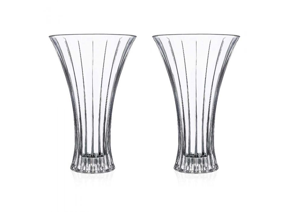2 designdekorationsvaser i gennemsigtig øko-krystalindrettet luksus - Senzatempo Viadurini