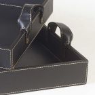 2 sort læder designs Bakke 41x28x5cm og 45x32x6cm Anastasia Viadurini