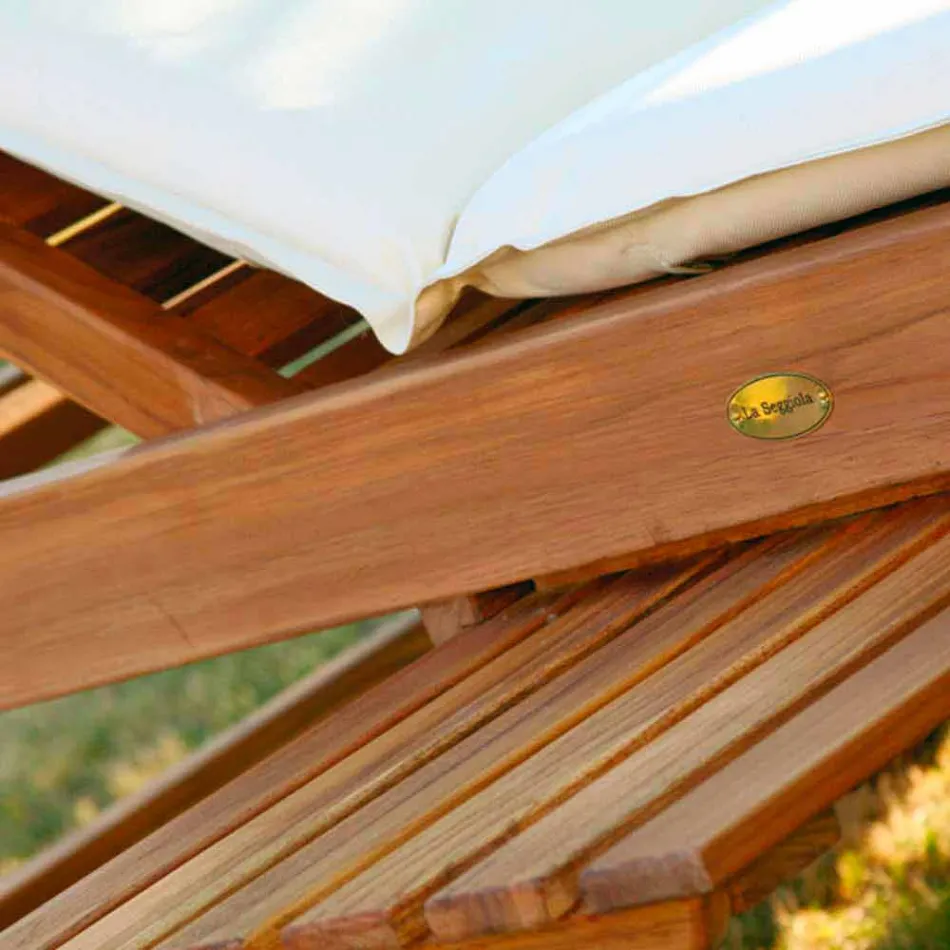 Ægte teakjusterbar solseng Viadurini