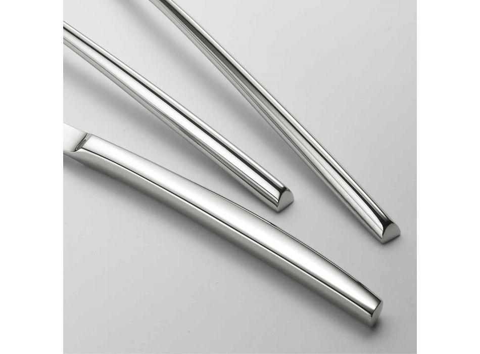 24 Bestik af poleret stål Triangulært design Elegant moderne design - Caplin Viadurini