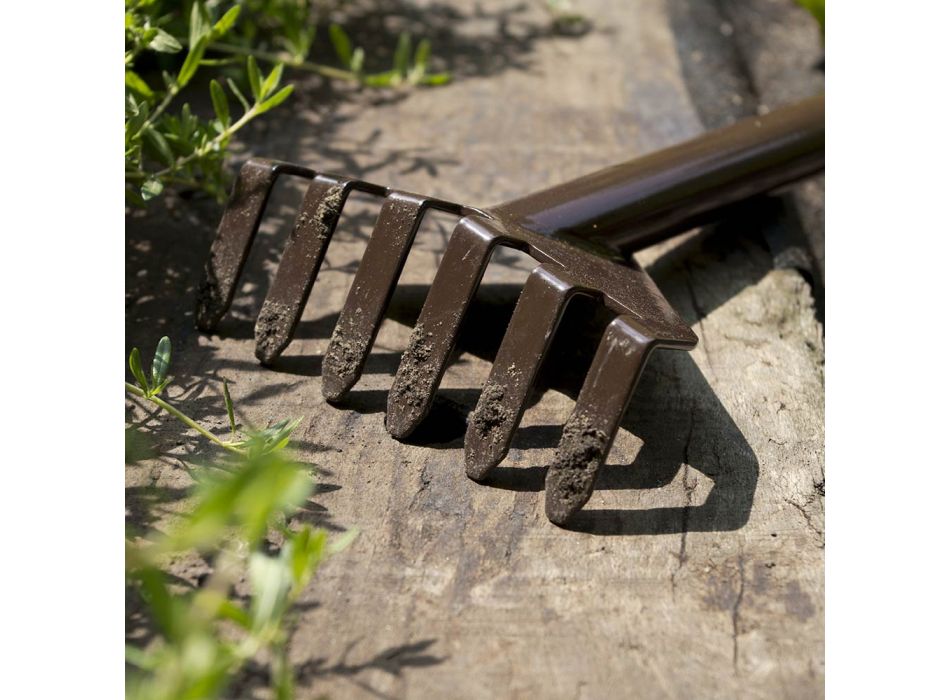 3 værktøj til havearbejde i metal med træbund lavet i Italien - Have Viadurini