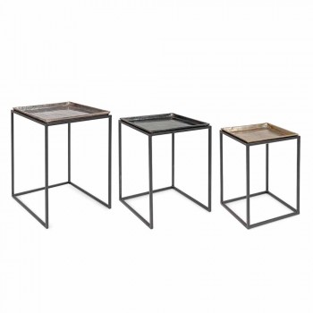 3 firkantede kaffeborde i Homemotion i aluminium og stål - Quinzio