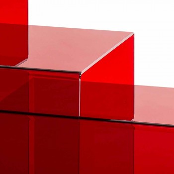 3 røde stabelbare borde Amalia, moderne design, lavet i Italien