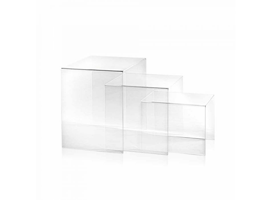 3 transparente stabelbare borde Amalia design, fremstillet i Italien