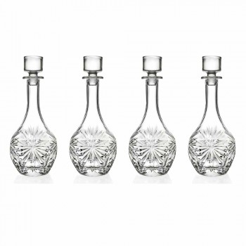 4 flasker med rund design vinstopper i økologisk krystal - Daniele