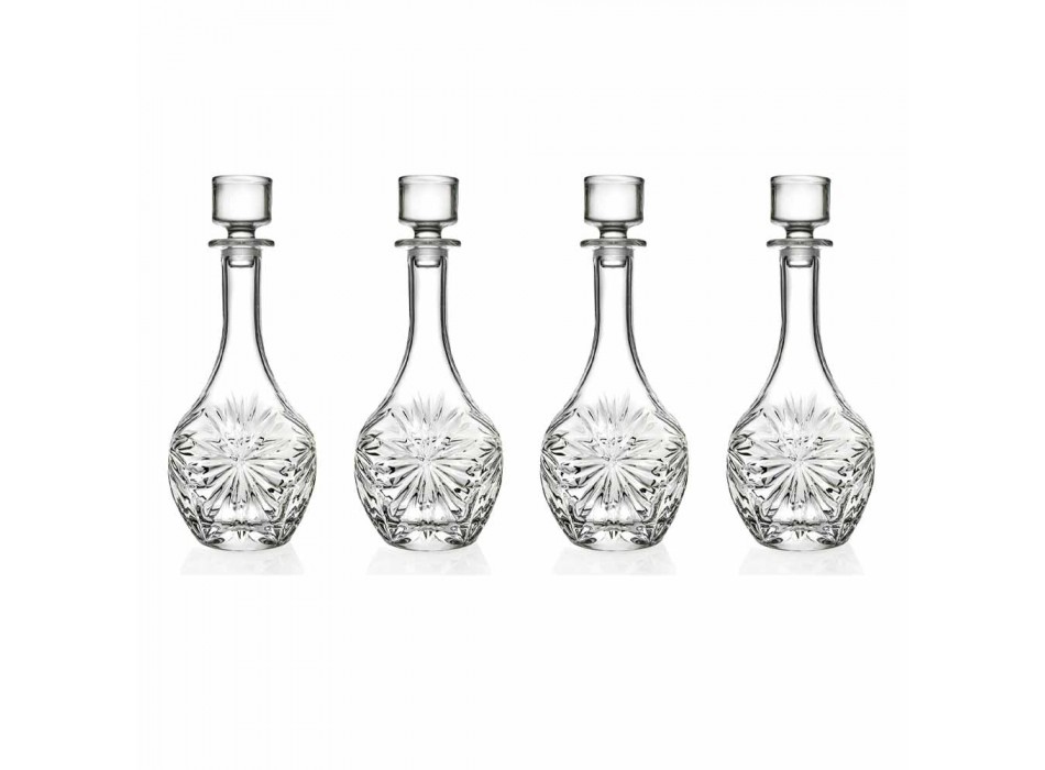 4 flasker med rund design vinstopper i økologisk krystal - Daniele Viadurini