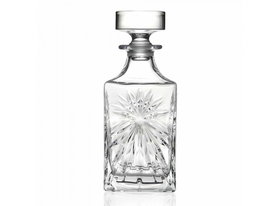 4 Whiskyflasker med Eco Crystal Cap Square Design - Daniele Viadurini