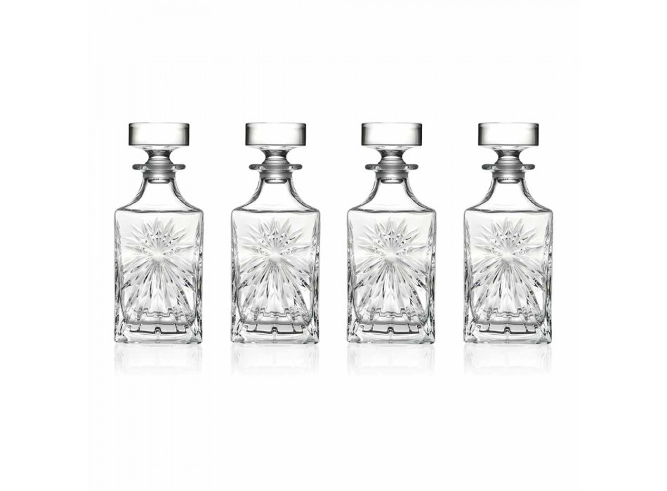 4 Whiskyflasker med Eco Crystal Cap Square Design - Daniele