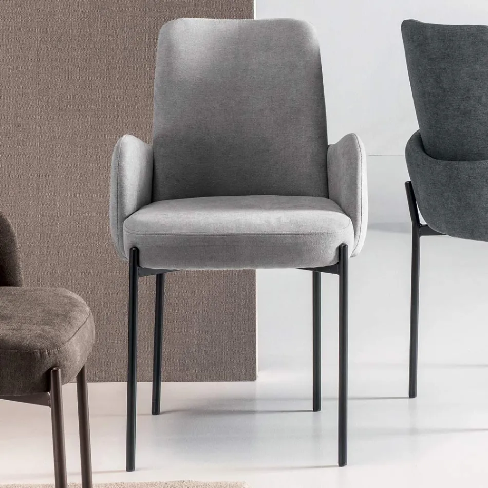 4 lænestole i farvet stof og malet metalstel - Lamberta Viadurini
