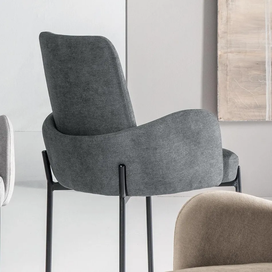 4 lænestole i farvet stof og malet metalstel - Lamberta Viadurini