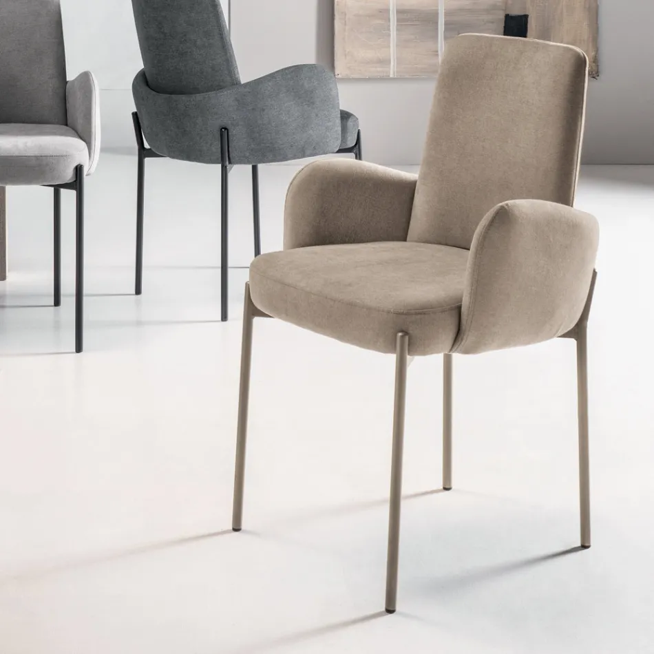 4 lænestole i farvet stof og malet metalstel - Lamberta Viadurini