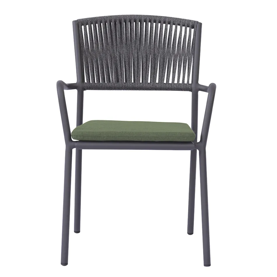 4 stabelbare havestole i aluminium og reb - Lunaris Viadurini