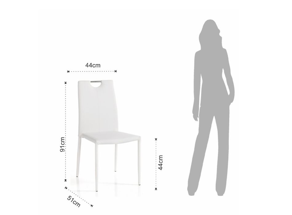 4 stole fuldstændig betrukket med hvidt syntetisk læder - Tulio Viadurini