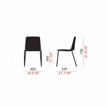 4 stabelbare udendørs stole i metal og polypropylen fremstillet i Italien - Carita