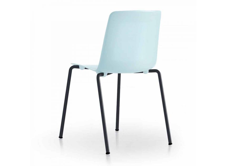 4 stabelbare udendørs stole i metal og polypropylen fremstillet i Italien - Carita