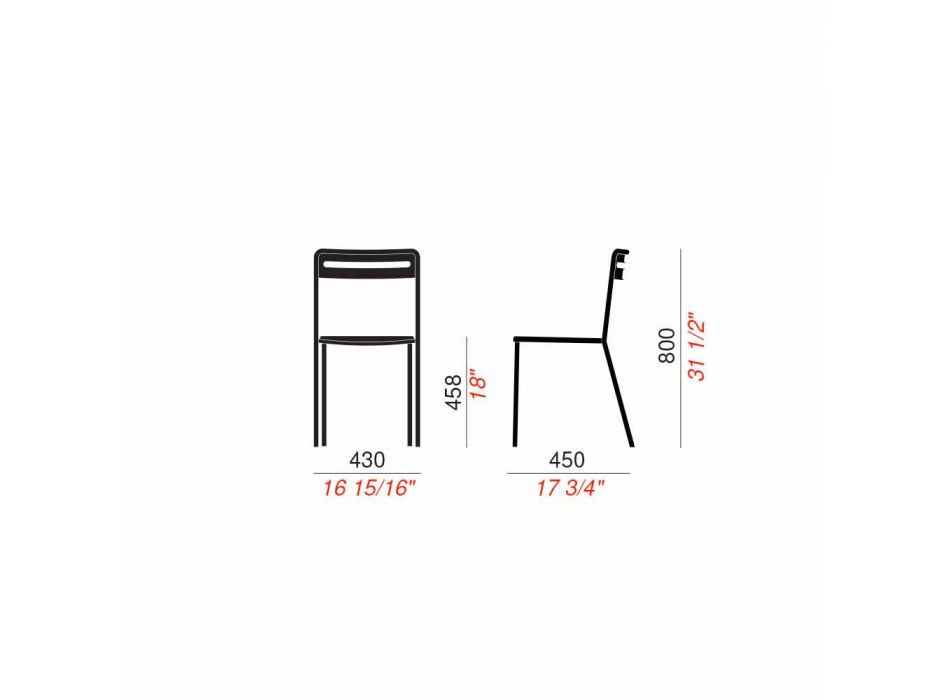 4 udendørs stabelbare metalstole fremstillet i Italien - Yolonda