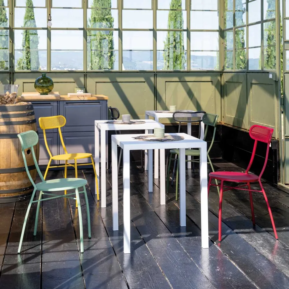 4 Metal Havestole i Forskellige Farver Made in Italy - Hæk Viadurini